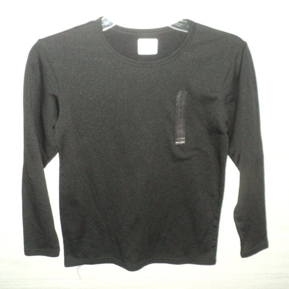 V Sport Long Sleeved T-Shirt Boys Size L (14-16) Black Cotton Blend Stretchy NEW